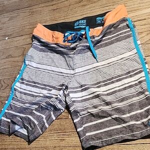 BKE Sport Men's Swim Shorts - Orange, Black, and White